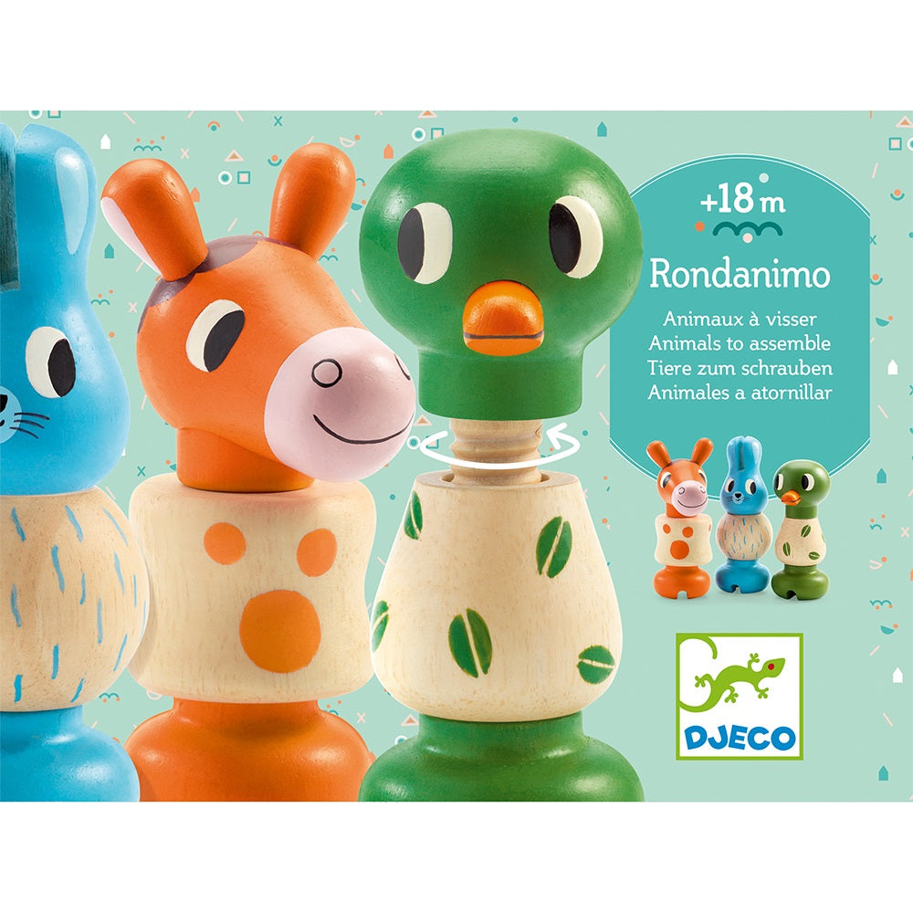 Ξύλινο παιχνίδι λεπτής κινητικότητας "Βιδώνω ζωάκια"