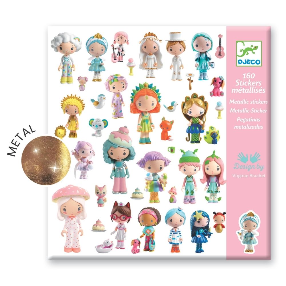 Djeco Σετ 160 στίκερς με μεταλλικό εφέ - Ο κόσμος των Tinyly