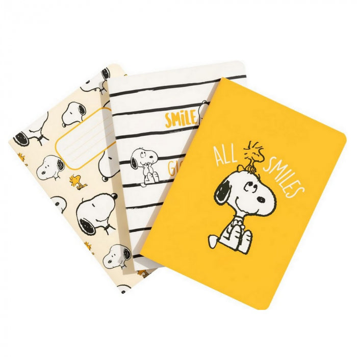 Σετ 3 τετραδίων A6, Erik Peanuts Snoopy, Smiles