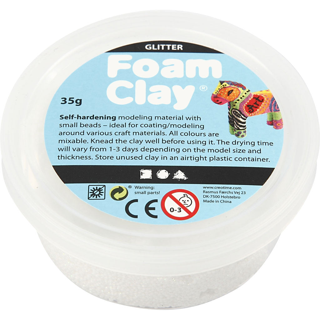 Foam clay άσπρο γκλίτερ, 35 γρ.
