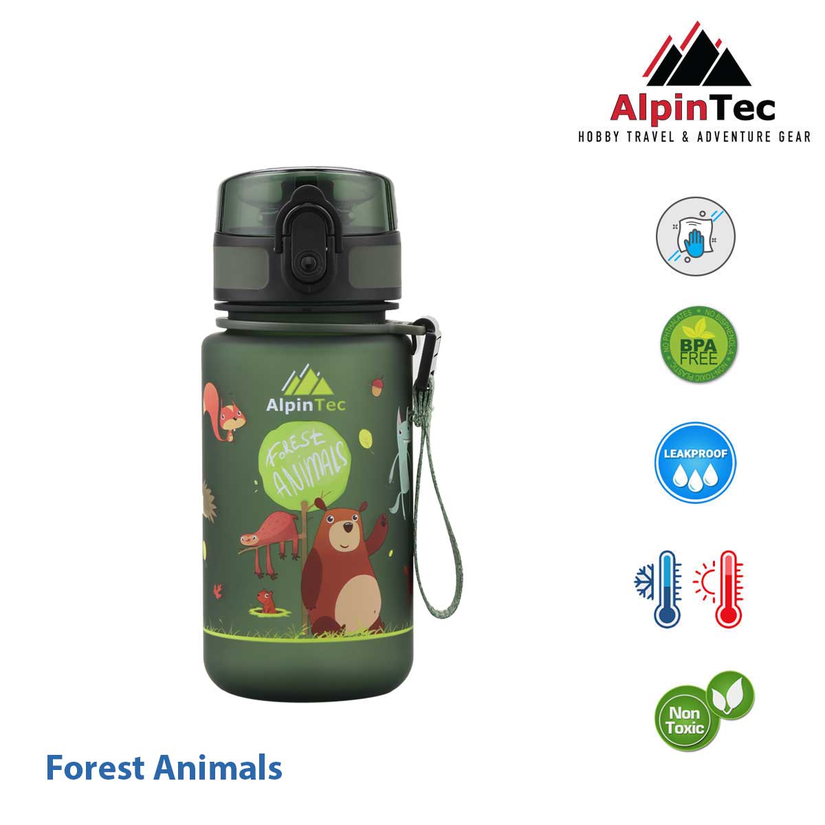 Παγούρι forest animals 350 ml πράσινο σκούρο