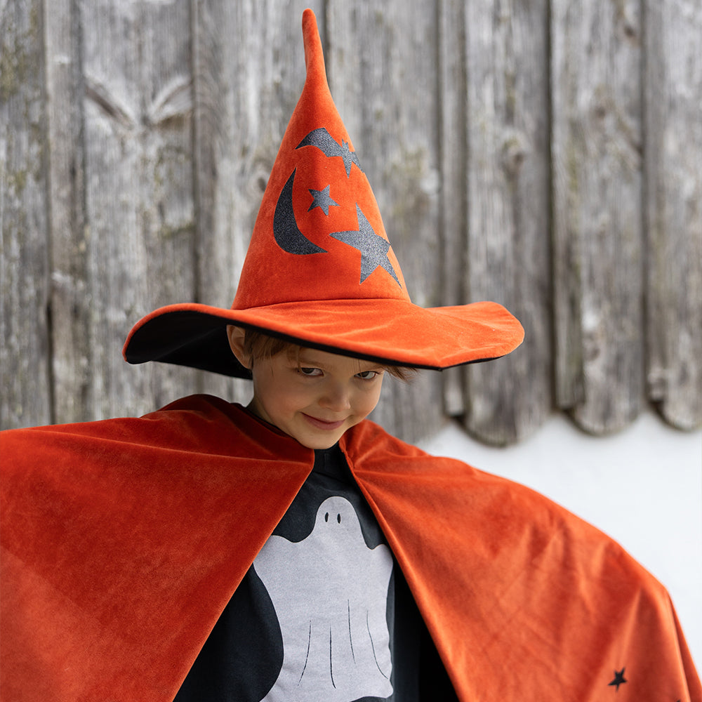 Αποκριάτικη κάπα πορτοκαλί με καπέλο "Halloween"