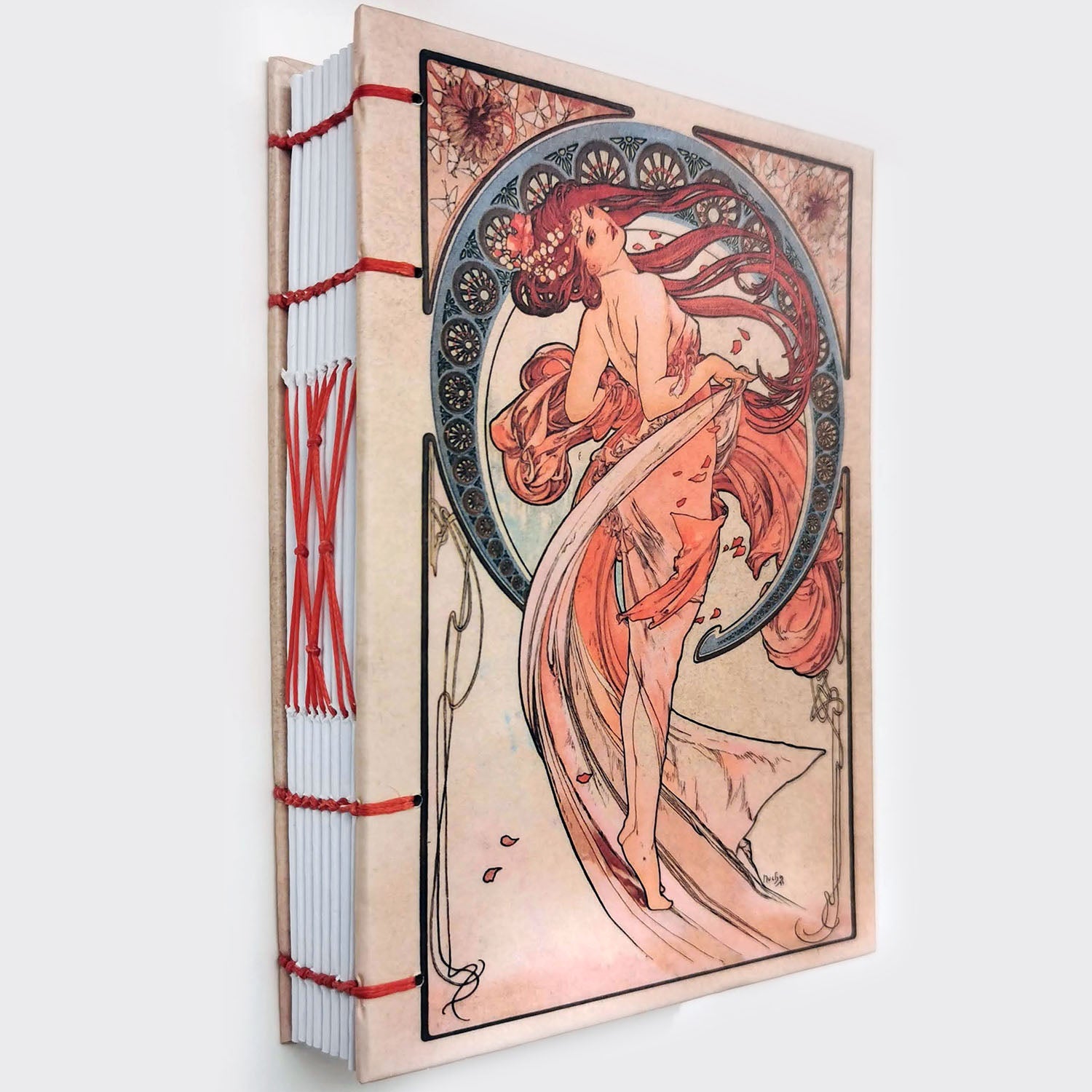 Χειροποίητo Σημειωματάριo με Βυζαντινή Βιβλιοδεσία - Alfons Mucha - Dance