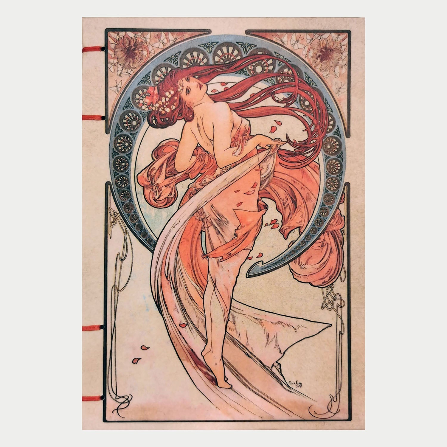 Χειροποίητo Σημειωματάριo με Βυζαντινή Βιβλιοδεσία - Alfons Mucha - Dance