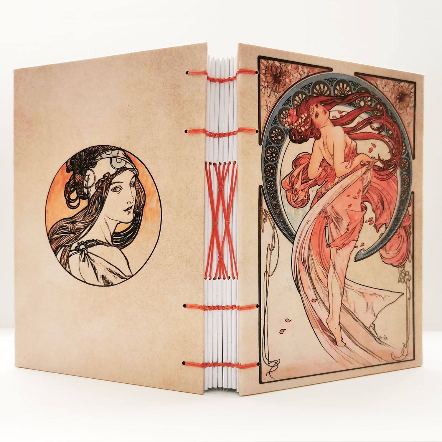 Χειροποίητo Σημειωματάριo με Βυζαντινή Βιβλιοδεσία - Alfons Mucha - Dance