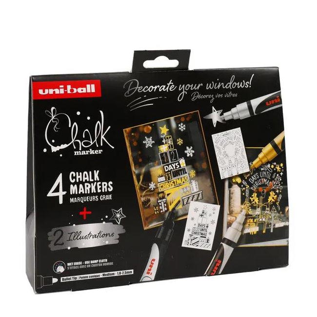 Σετ 4 μαρκαδόροι υγρής κιμωλίας & 2 σχέδια - Scandinavian Theme