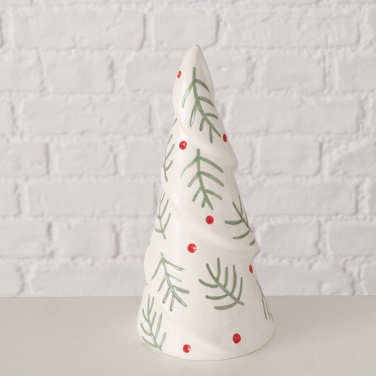 Δέντρο λευκό κεραμικό με γκι και κλαδιά Lorna (21εκ.)