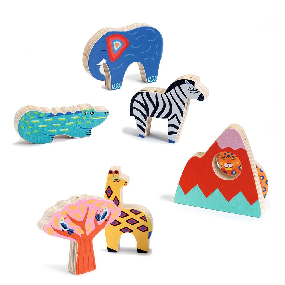 Ξύλινα τρισδιάστατα σφηνώματα "Ζωάκια της σαβάνας"