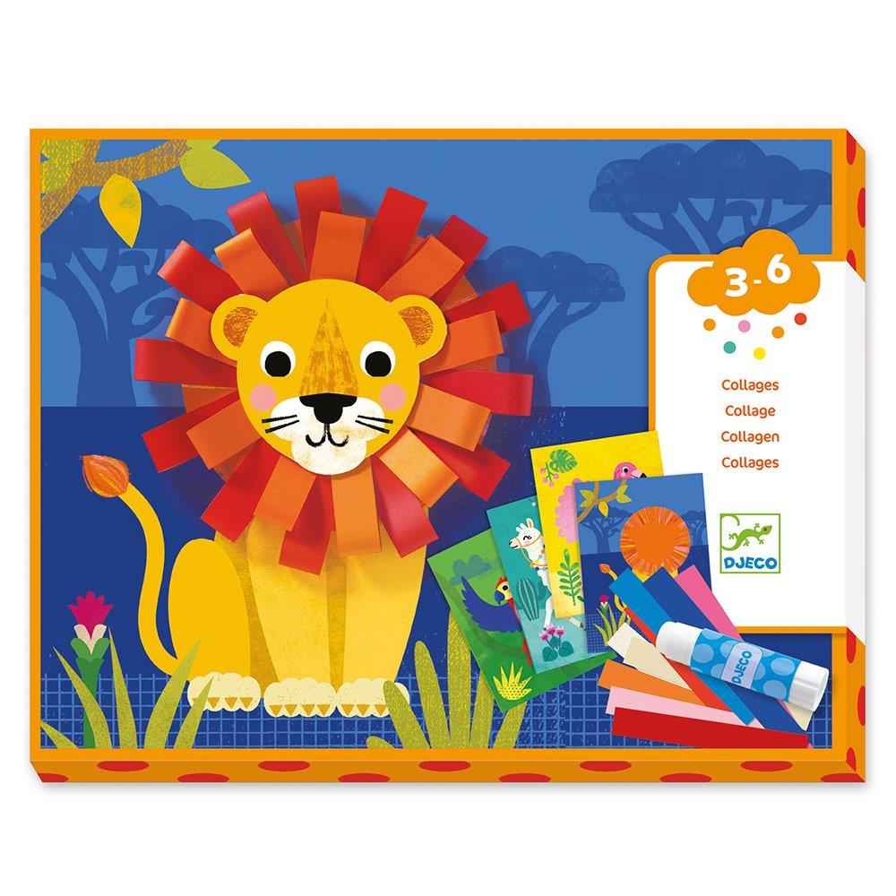 Κολάζ με χάρτινες λωρίδες "Λιοντάρι και ζωάκια"