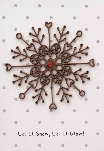 Ευχετήρια κάρτα "Let it snow, Let it glow!" - Χιονονιφάδα