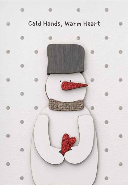 Ευχετήρια κάρτα "Cold Hands, Warm Heart" - Χιονάνθρωπος
