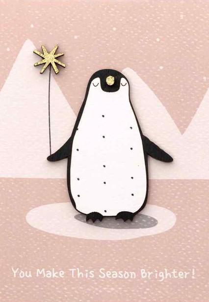Ευχετήρια κάρτα "You make this season brighter!" - Πιγκουίνος