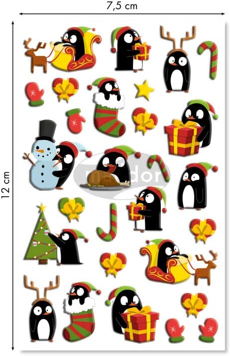 Χριστουγεννιάτικα αυτοκόλλητα 3D πιγκουίνοι