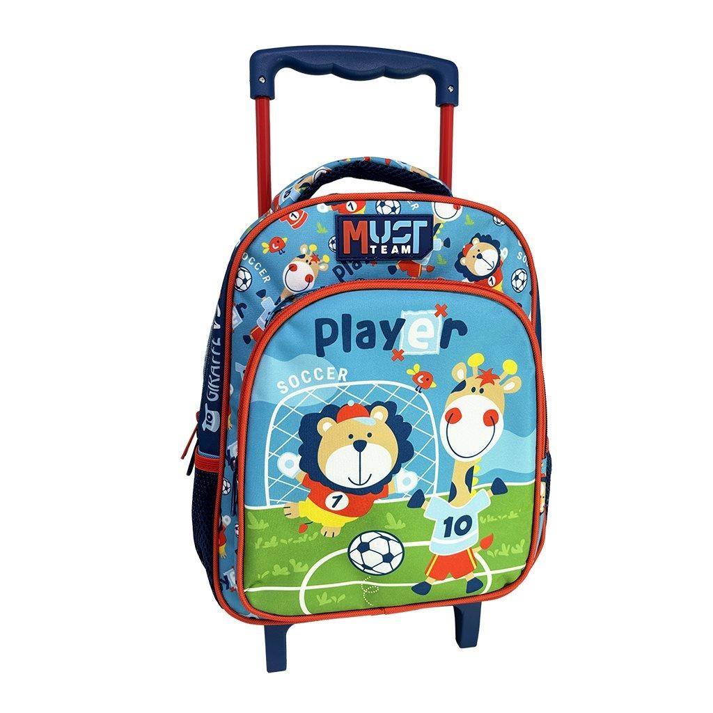 Τσάντα τρόλεϊ νηπιαγωγείου Soccer Player Animals με 2 θήκες