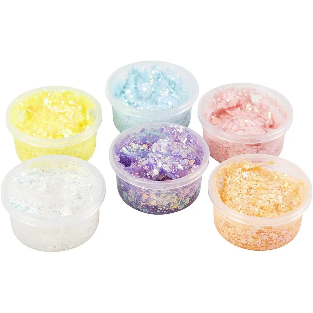 Glitter Clay - πηλός 6x20ml, pastel χρώματα
