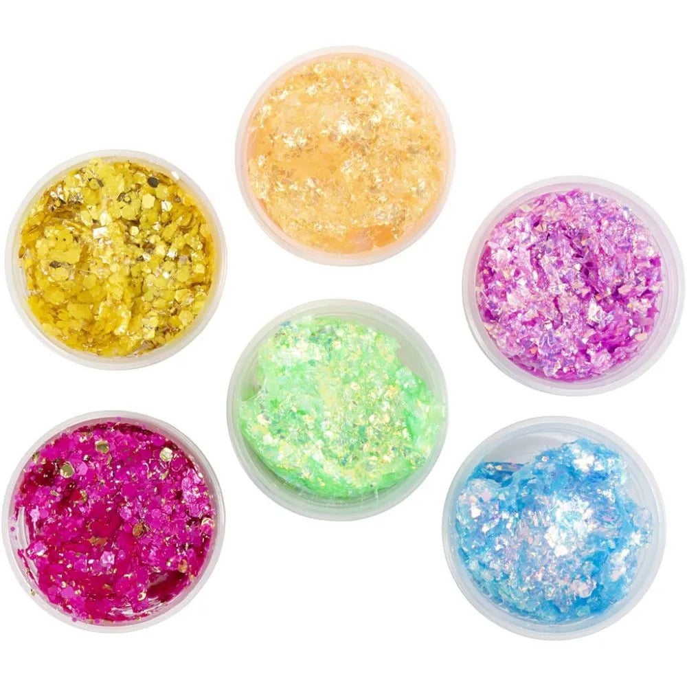Glitter Clay - πηλός 6x20ml, έντονα χρώματα