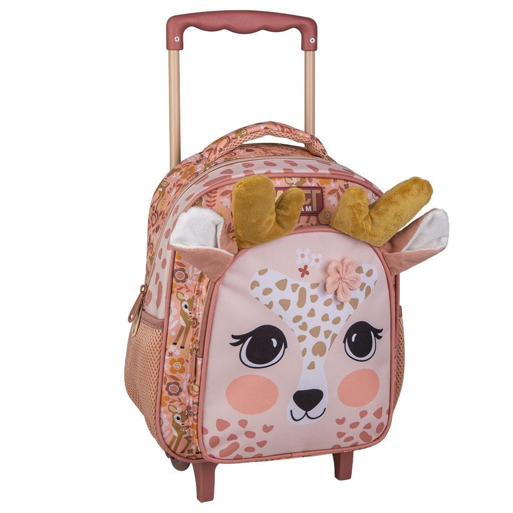 Τσάντα τρόλεϊ νηπιαγωγείου Cute Deer με 2 θήκες
