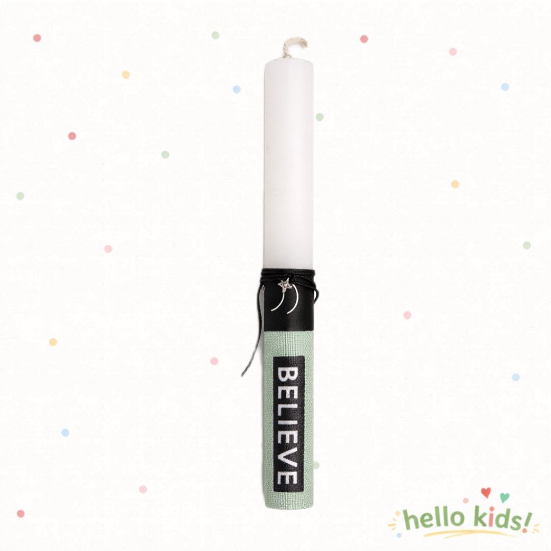 Λαμπαδάκι "Believe" με χειροποίητο κόσμημα