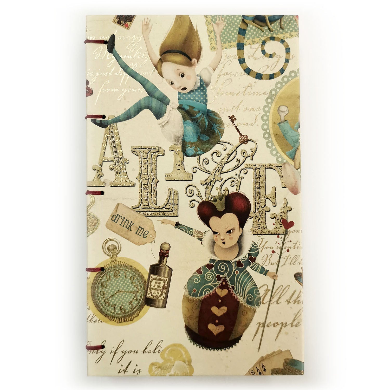 Χειροποίητo Σημειωματάριo με Βυζαντινή Βιβλιοδεσία - Αλίκη στη Χώρα των Θαυμάτων