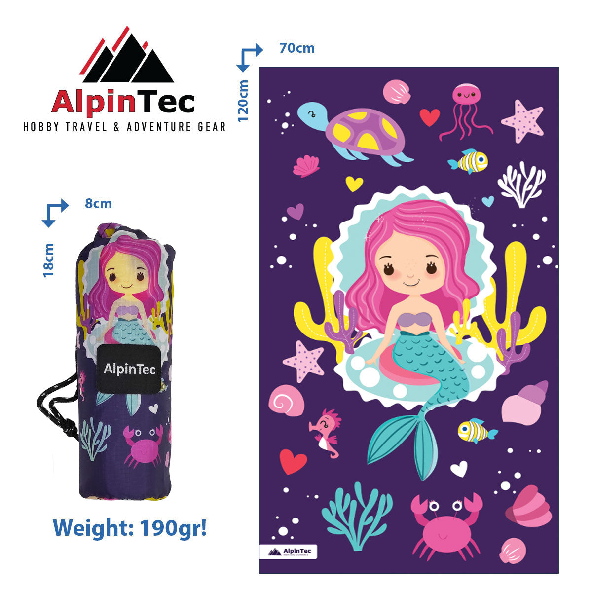 Πετσέτα με θήκη Microfiber Surfing Mermaid