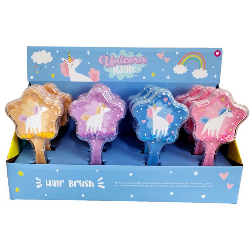 Βούρτσα μαλλιών με γκλίτερ σε σχήμα αστεριού "Μονόκερος"