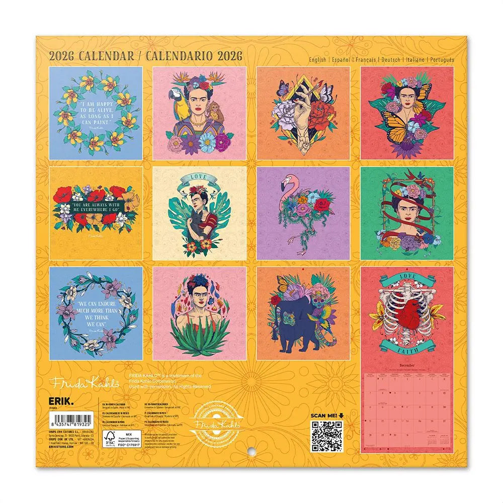 Ημερολόγιο τοίχου 2026, 30x30εκ. - Frida Kahlo