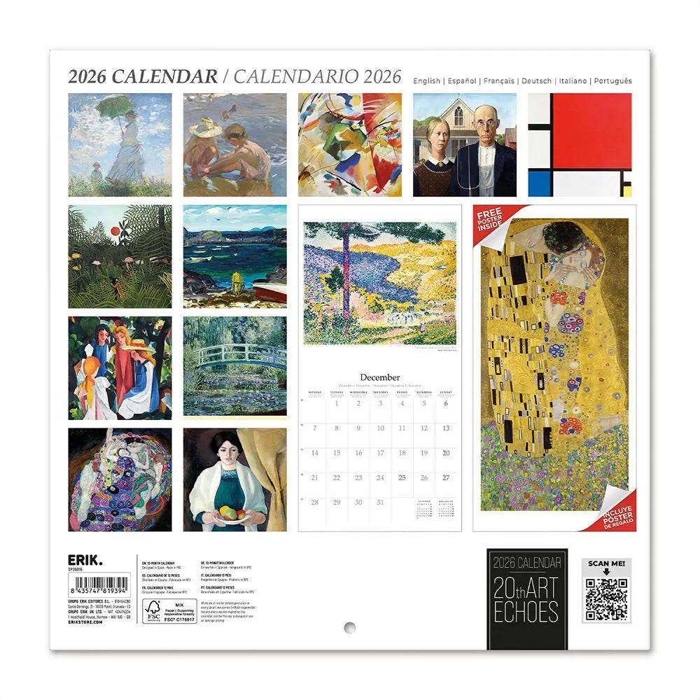 Ημερολόγιο τοίχου 2026, 30x30εκ. - 20th Art Echoes