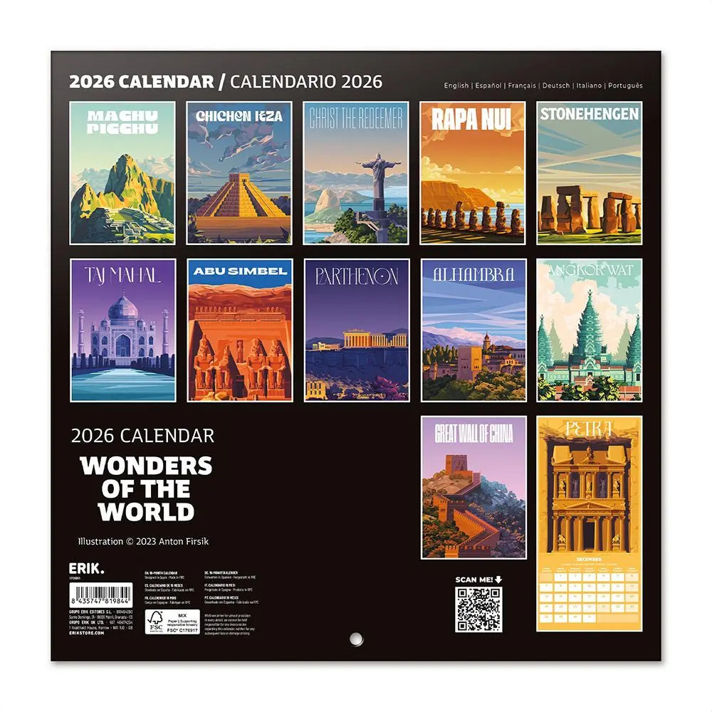 Ημερολόγιο τοίχου 2026, 30x30εκ. - Wonders of the world