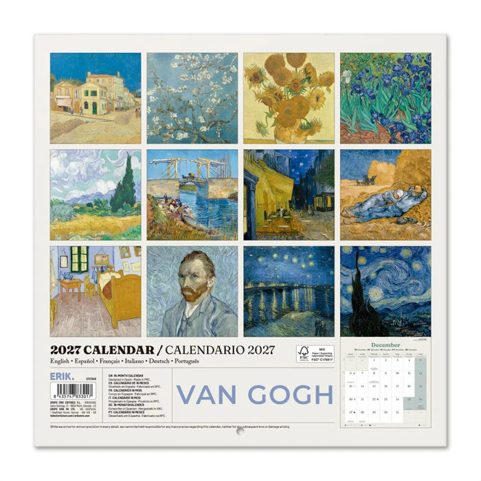 Ημερολόγιο τοίχου 16 μηνών 2027, 30X30εκ - Van Gogh
