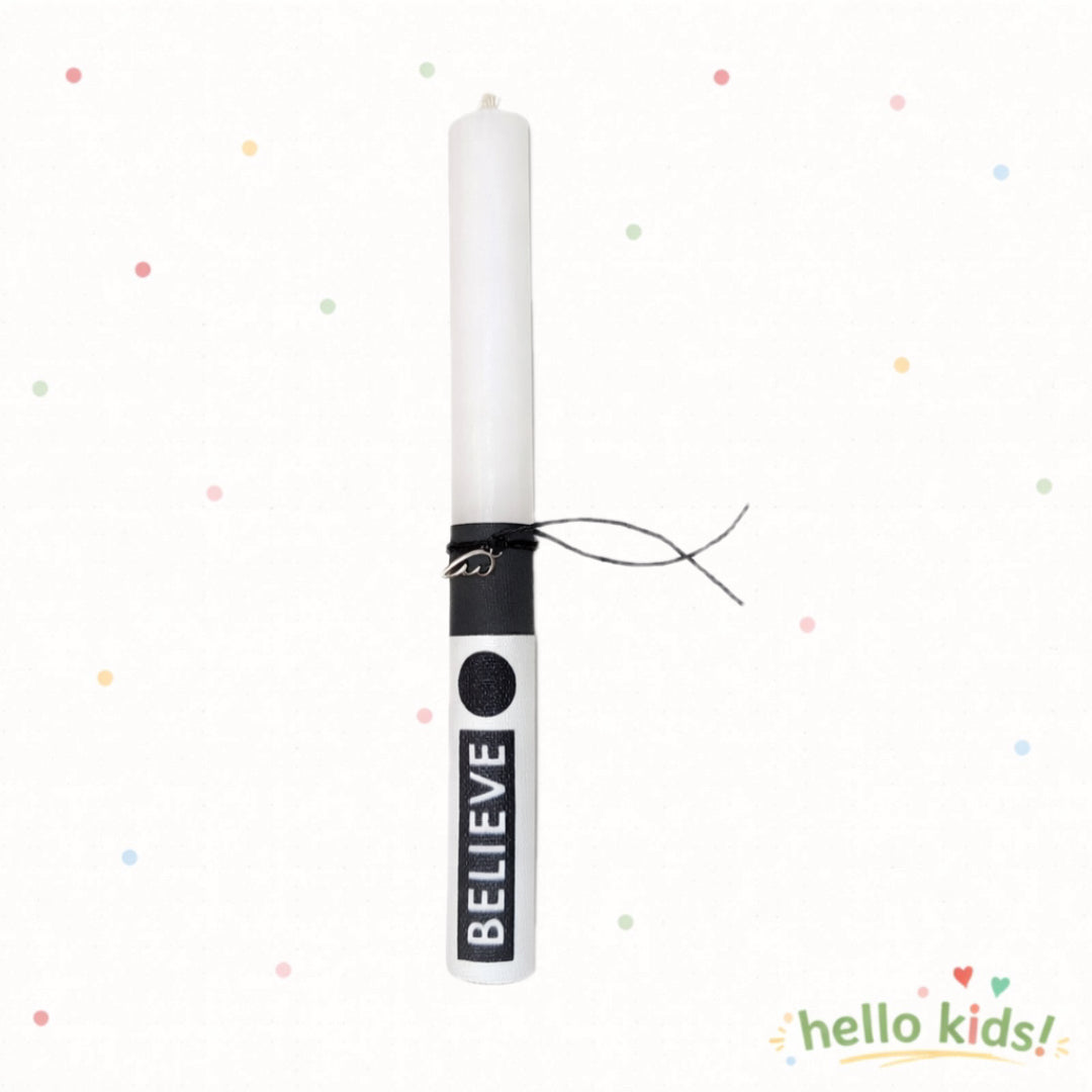 Λαμπαδάκι "Believe" με χειροποίητο κόσμημα