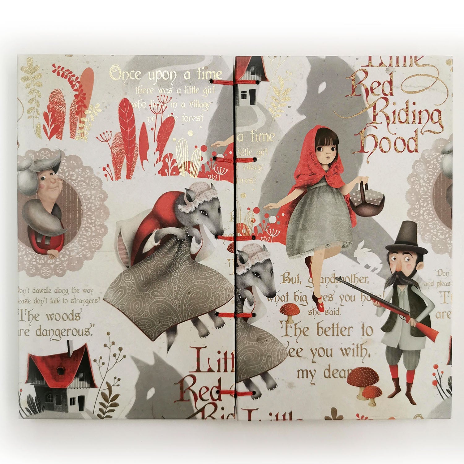 Χειροποίητo Σημειωματάριo με Βυζαντινή Βιβλιοδεσία - Κοκκινοσκουφίτσα