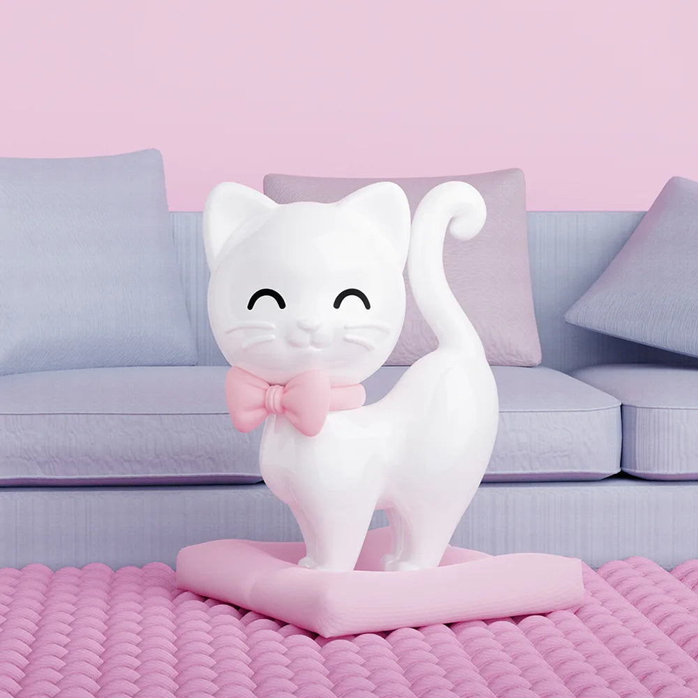 Μπρελόκ - Λευκή Γάτα με Παπιγιόν από Σιλικόνη