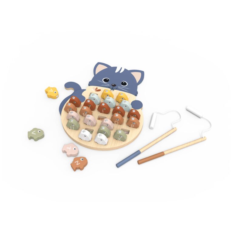 Ξύλινο παιχνίδι "Ψάρεμα" (Με λατινικό αλφάβητο-μαγνητικό)