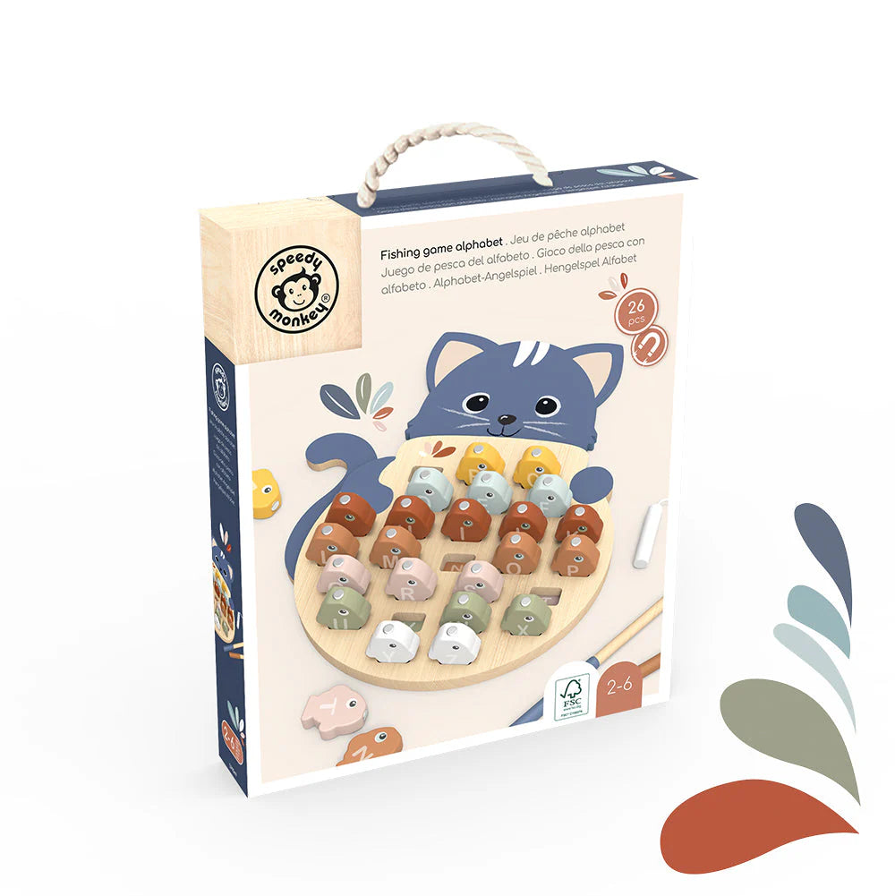 Ξύλινο παιχνίδι "Ψάρεμα" (Με λατινικό αλφάβητο-μαγνητικό)