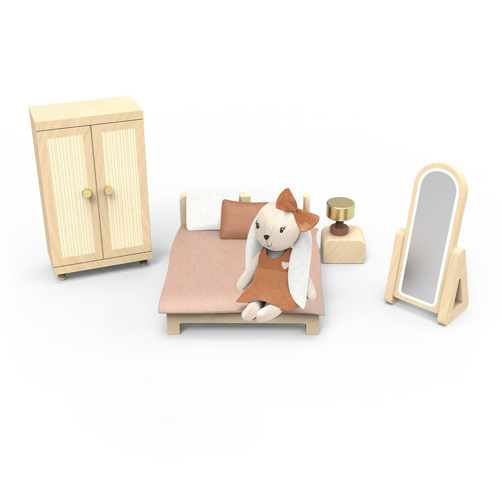 Ξύλινο υπνοδωμάτιο με 1 φιγούρα, 12εκ.