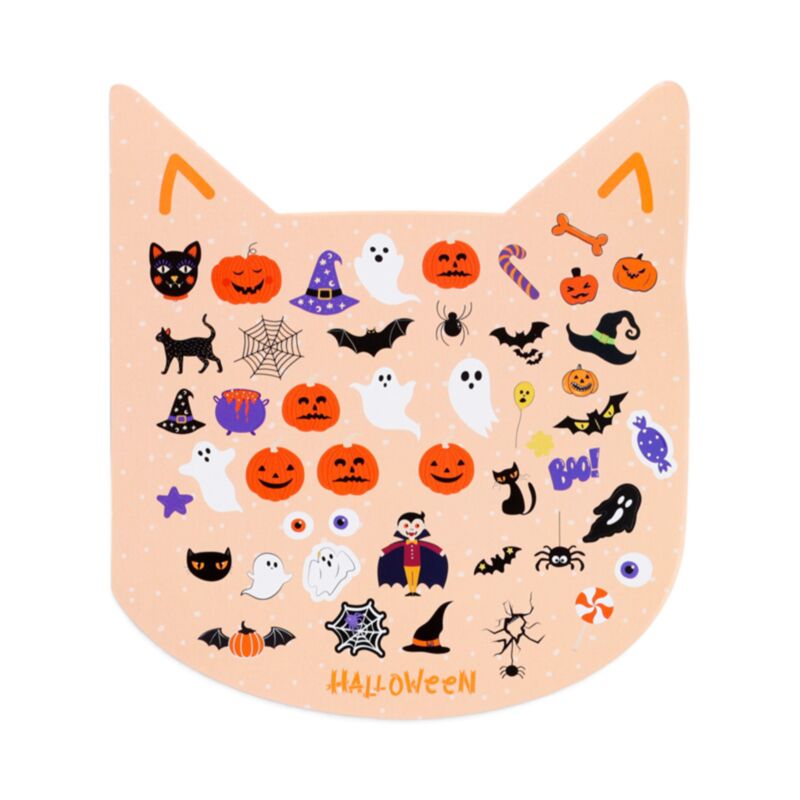 Halloween -Αυτοκόλλητα σε βιβλίο με σχήμα γάτας