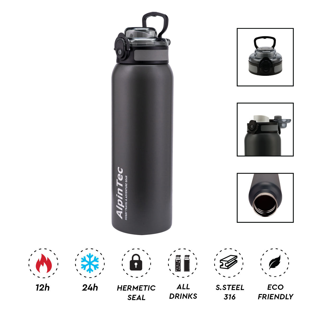 Θερμός 1000ml Wayfarer, Grey