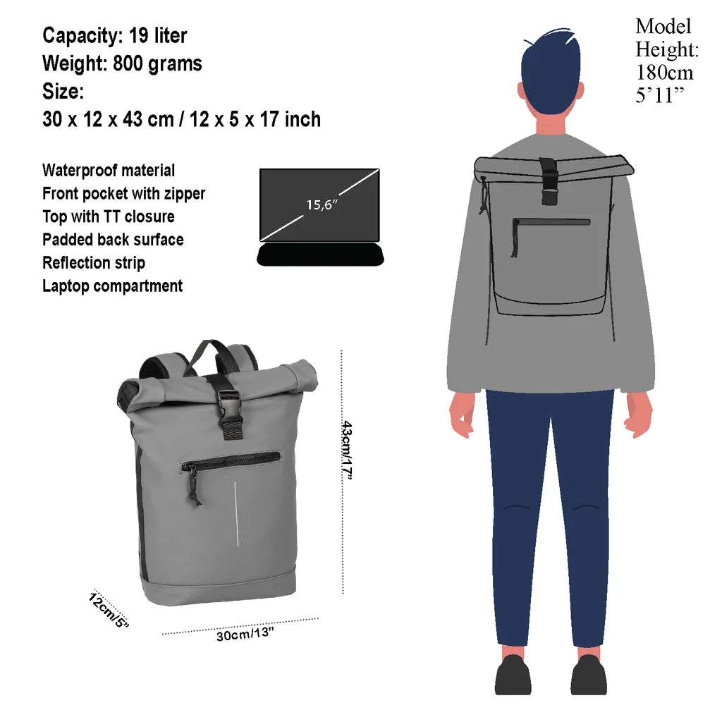 Σακίδιο πλάτης New Rebels Mart New York, Anthracite Rolltop