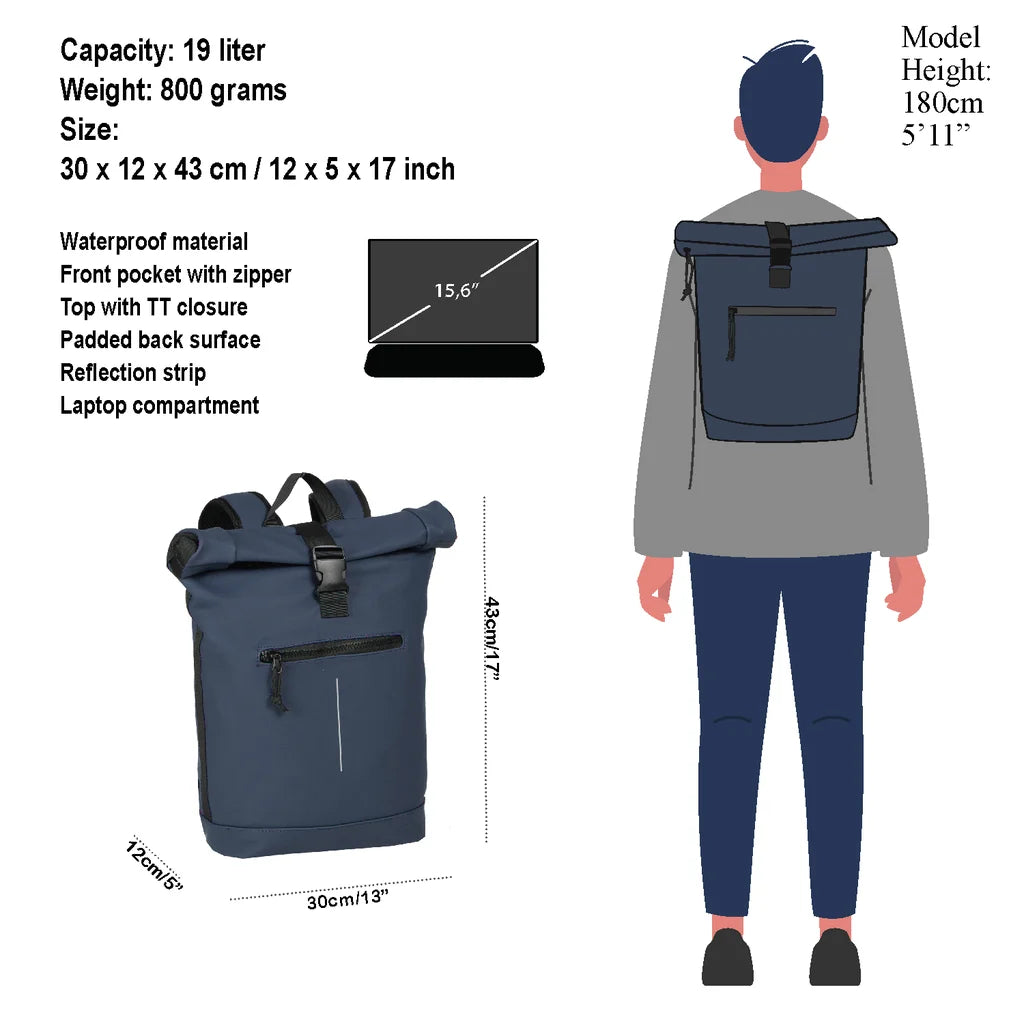 Σακίδιο πλάτης New Rebels Mart New York, Navy Rolltop