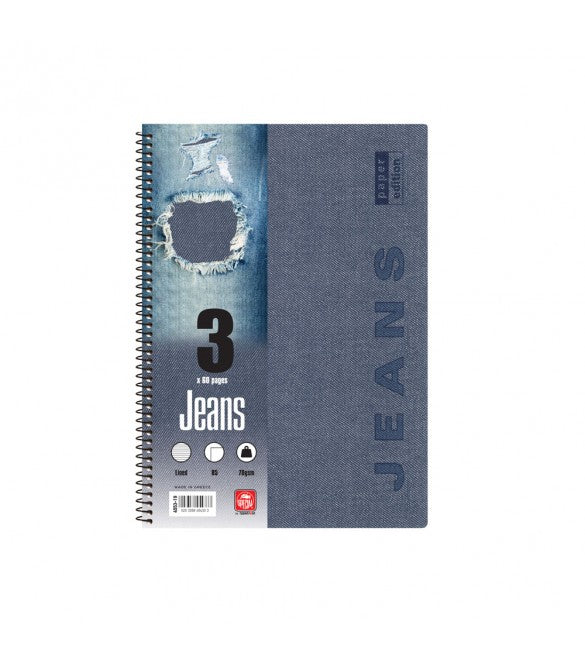 Τετράδιο σπιράλ 3 Θεμάτων, B5, Jeans