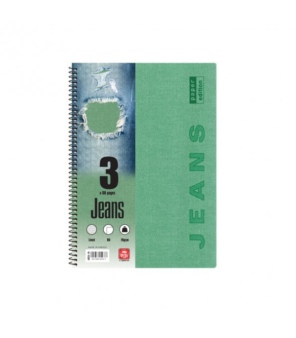 Τετράδιο σπιράλ 3 Θεμάτων, B5, Jeans