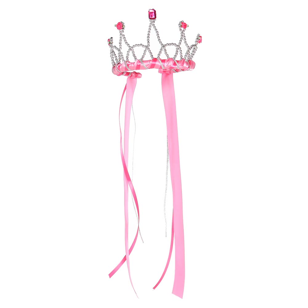 Αποκριάτικο στέμμα - τιάρα με ροζ σατέν κορδέλα "Πριγκίπισσα"