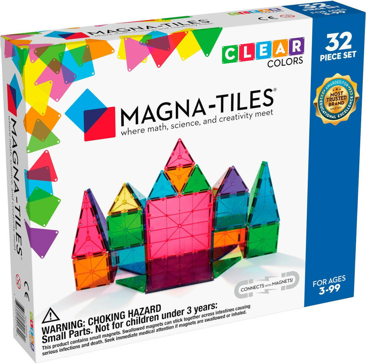 Μαγνητικό Παιχνίδι 32 κομματιών Clear Colors Magna-Tiles