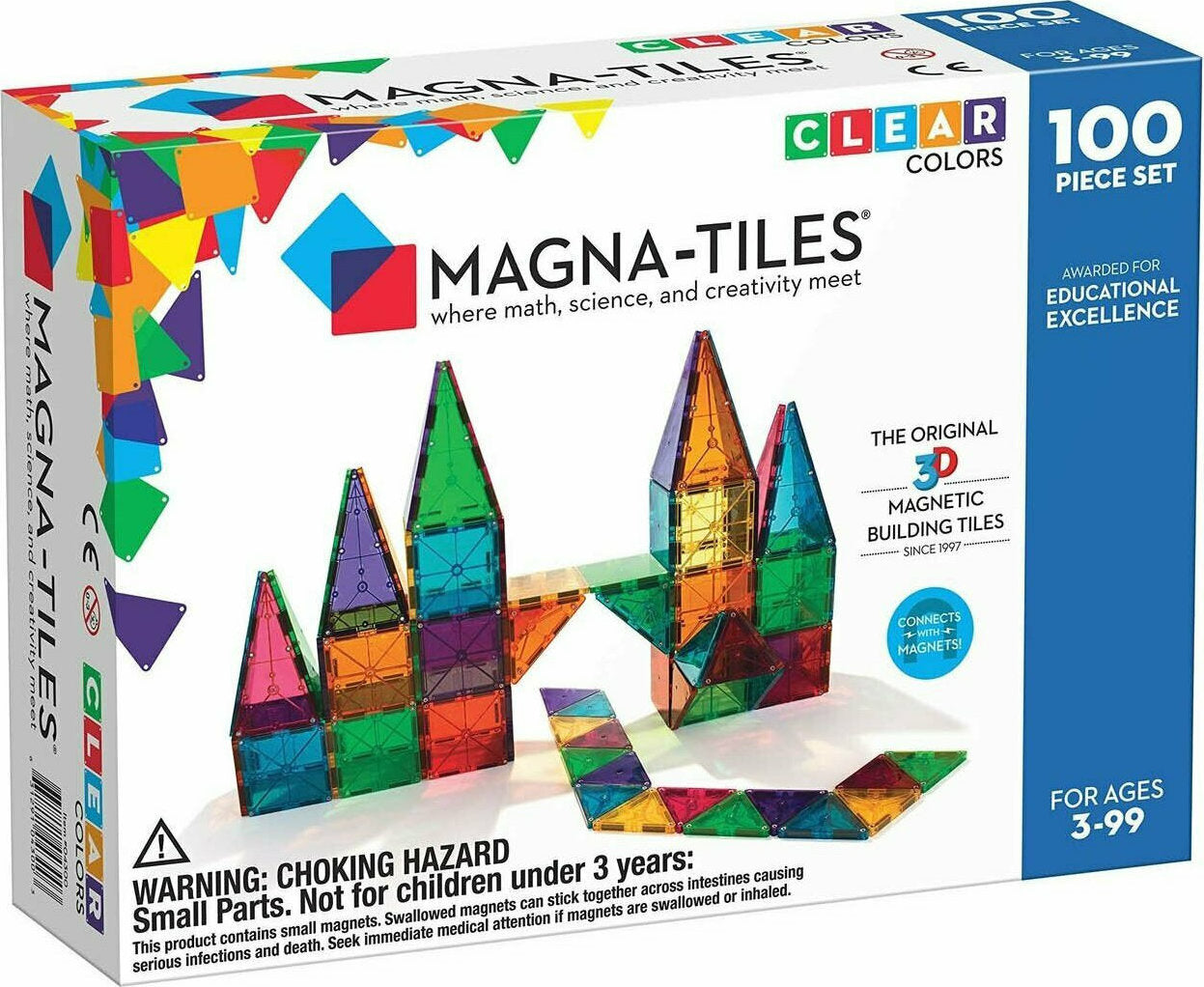 Μαγνητικό Παιχνίδι 100 κομματιών Clear Colors Magna-Tiles