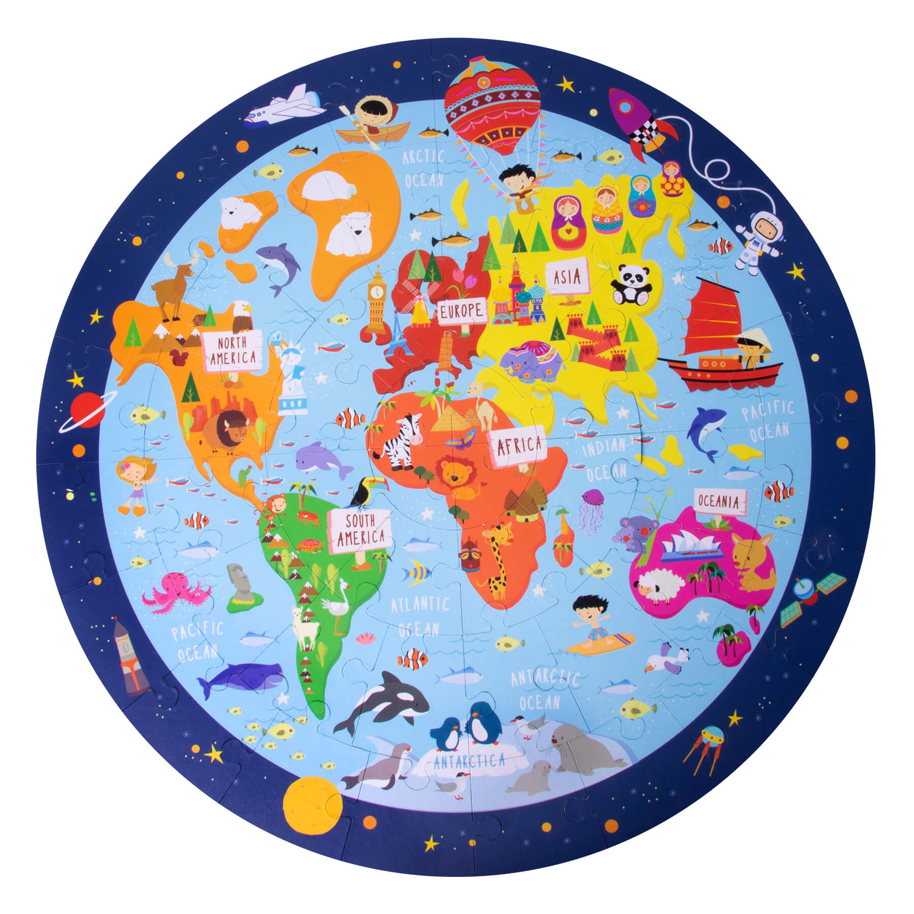 Κυκλικό παζλ "παγκόσμιος χάρτης" (48 τμχ.)