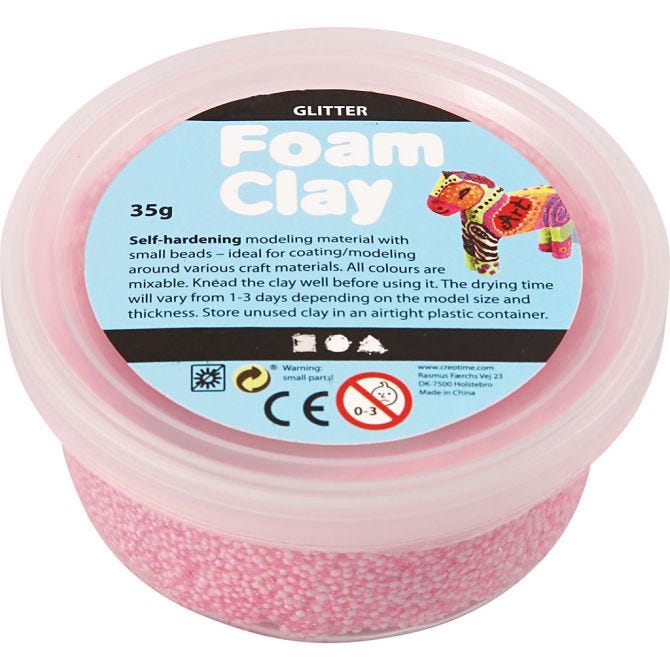 Foam clay ροζ ανοιχτό με γκλίτερ, 35 γρ.
