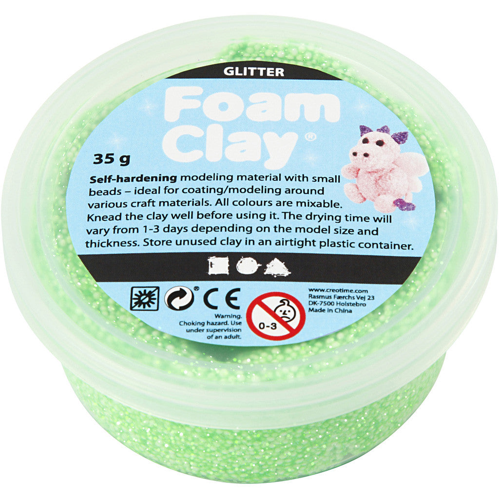 Foam clay πράσινο γκλίτερ, 35 γρ.