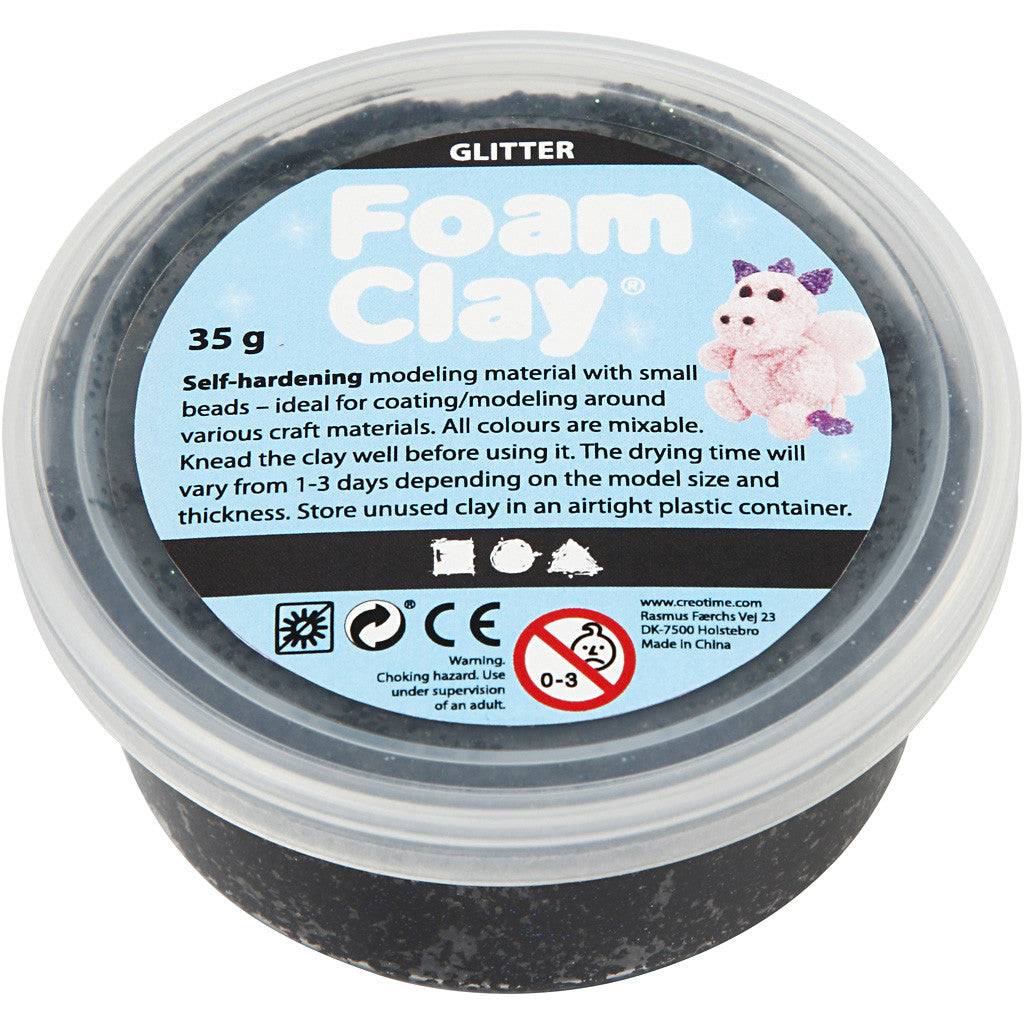 Foam clay μαύρο γκλίτερ, 35 γρ.