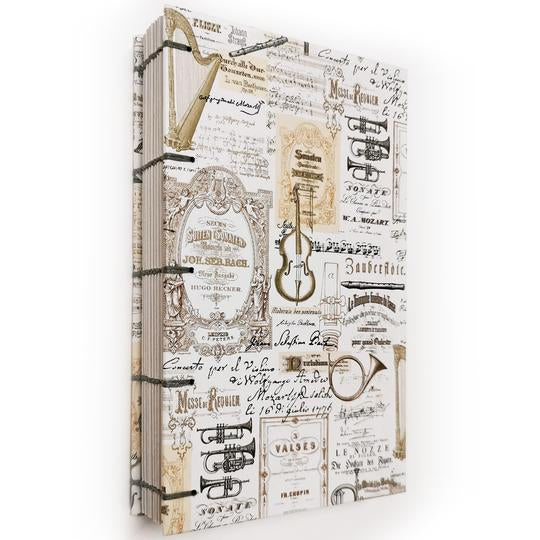 Χειροποίητο Σημειωματάριο με βυζαντινή βιβλιοδεσία - Μουσικά Όργανα