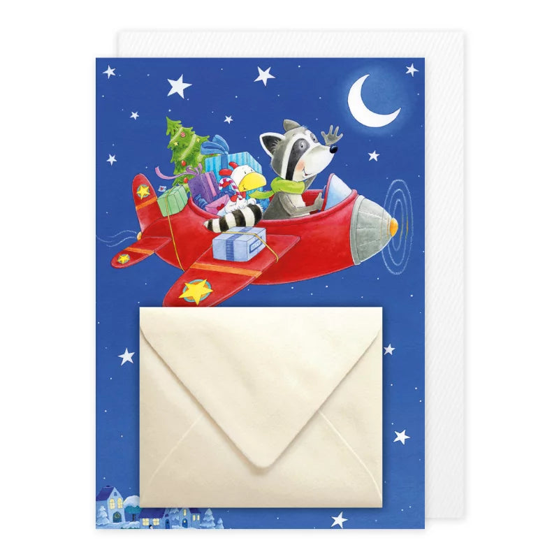 Ευχετήρια κάρτα "Ρακούν στο αεροπλάνο"